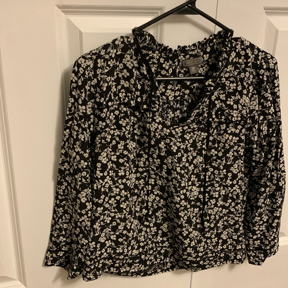 Point Sur black floral top- purchased after Jcrew